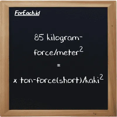 Contoh konversi kilogram-force/meter<sup>2</sup> ke ton-force(short)/kaki<sup>2</sup> (kgf/m<sup>2</sup> ke tf/ft<sup>2</sup>)